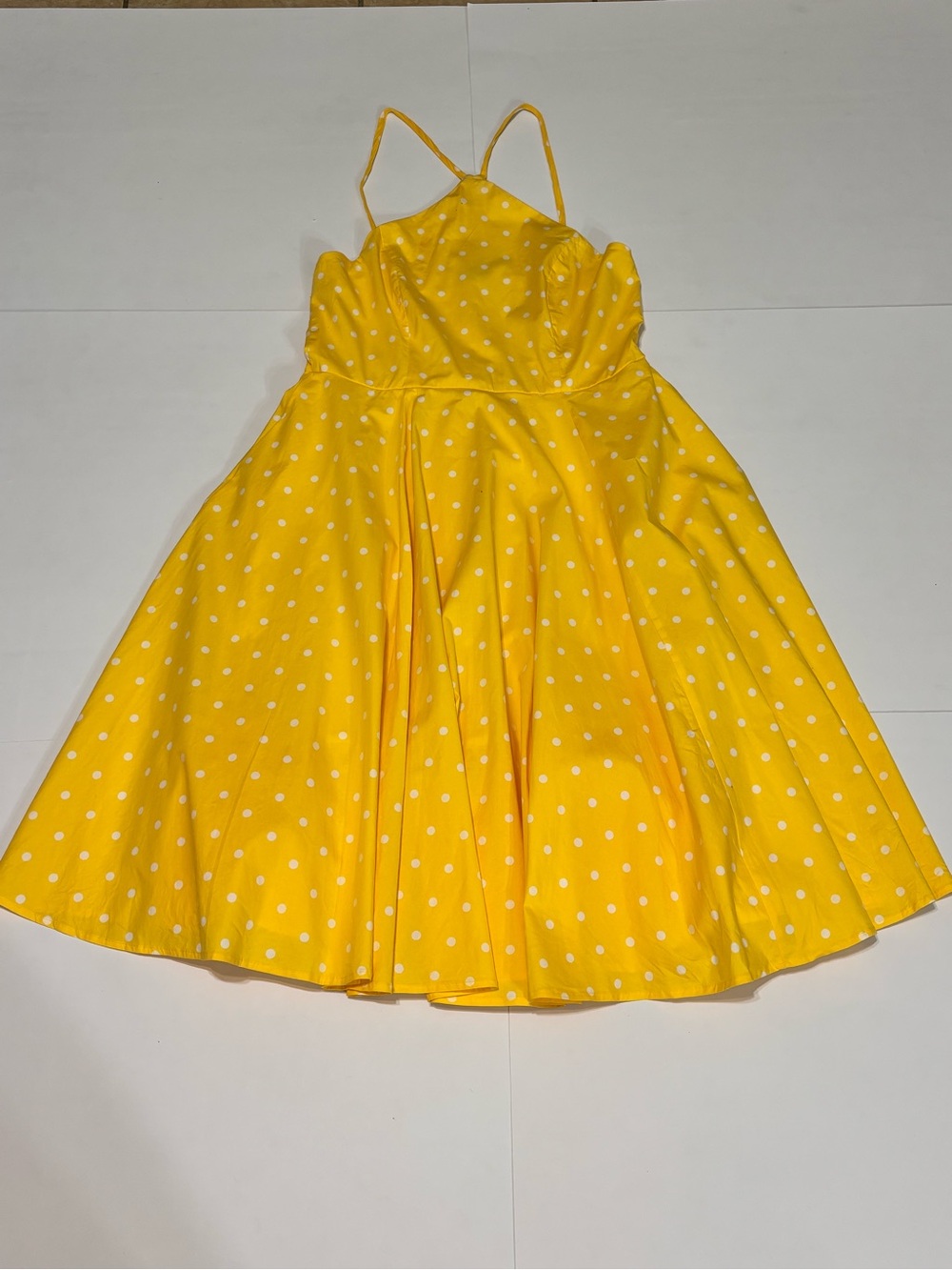 Venus Yellow Polka Dot Spaghetti-Strap Dress